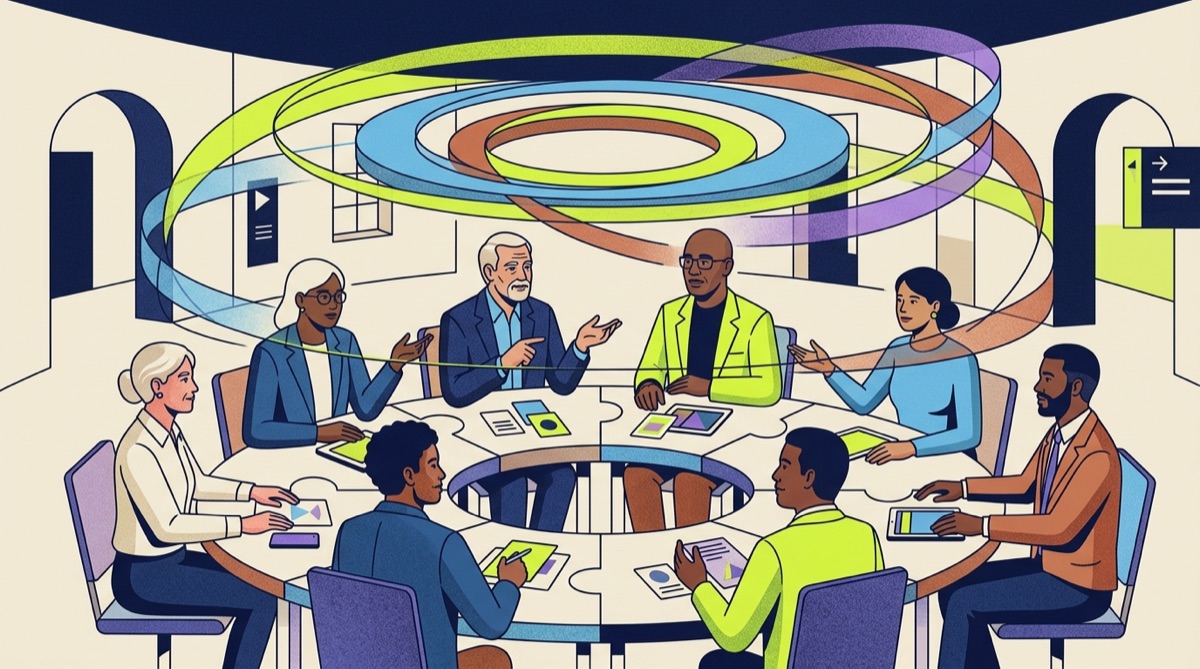 Illustrated collaborative training circle for community advocates